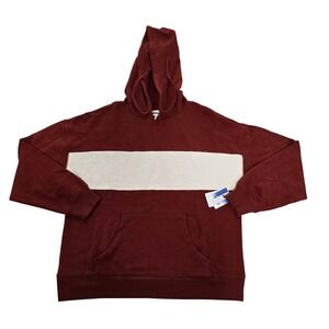 Abound Mens womens Unisex Red Fire Colorblock Fleece Hoodie Sweatshirt Small NWT